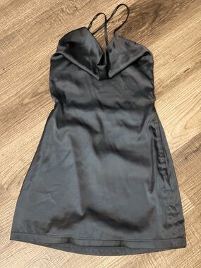 SHEIN dark blue Satin Slip Dress with Cowl Neck